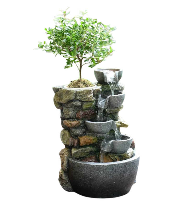 Soothing 4-Bowl Rockery Indoor Fountain